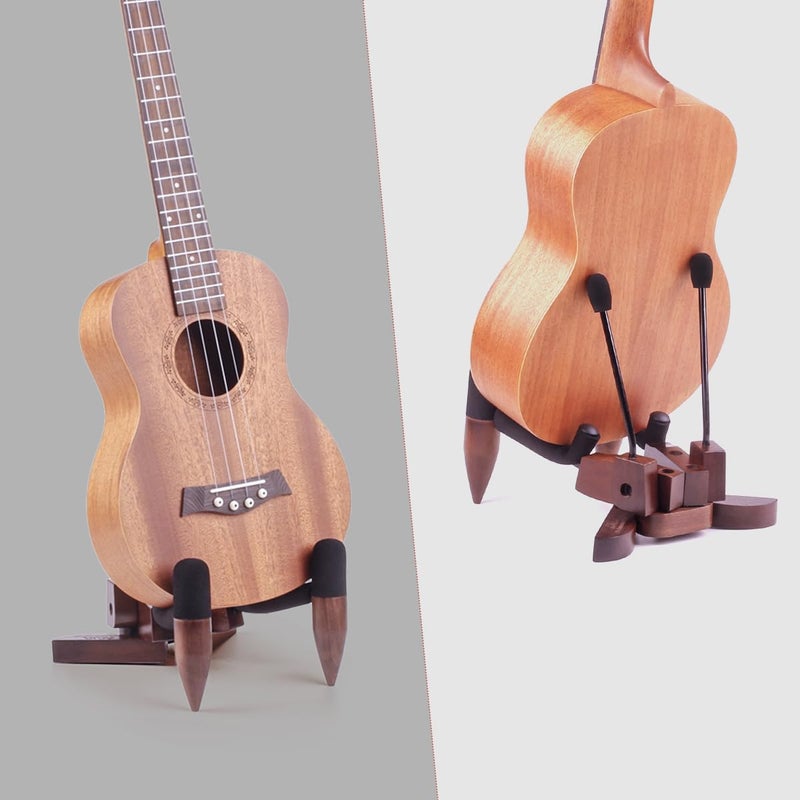 DIDA Foldable Wooden Ukulele Stand - Compact and Portable Storage for Ukulele, Mandolin and Violin Sturdy Design - Perfect for Home, Studio, or Concert Use (American Black Walnut) - Image 5